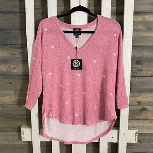 Bobeau Pink Polka Dot Sweater